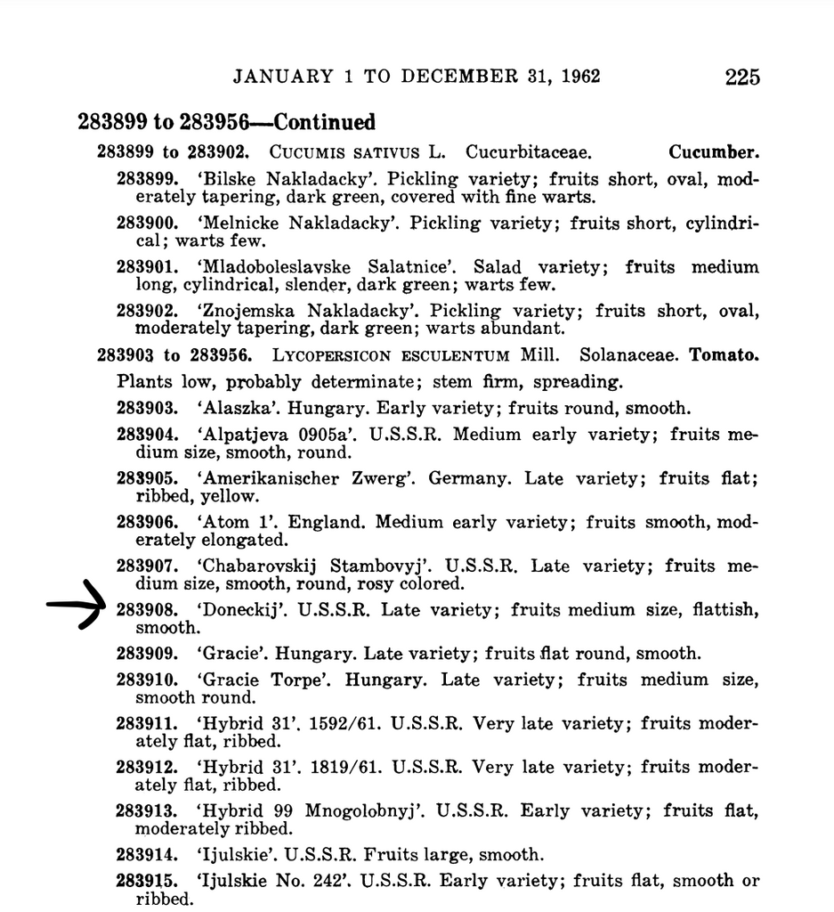 'Doneckij' Tomato Experimental Farm Network Seed Store